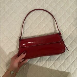 Zara Glossy Red Shoulder Bag
